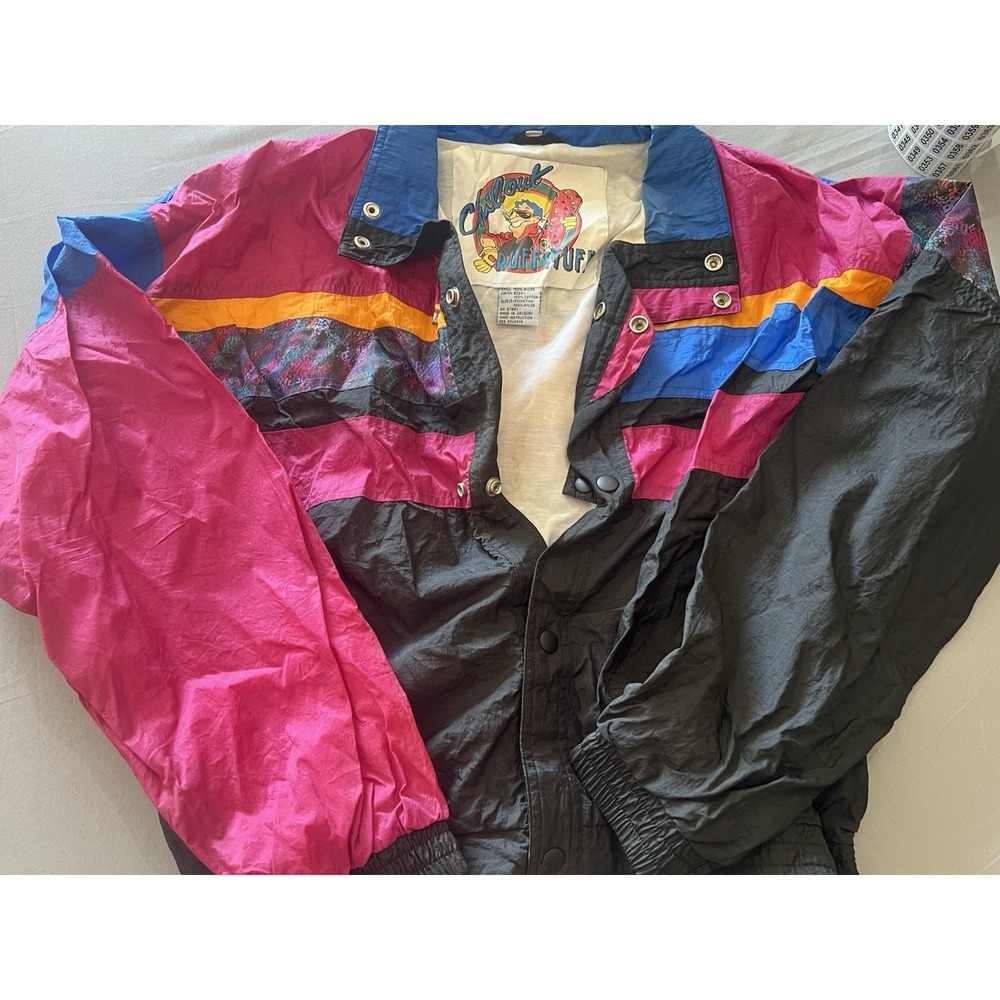 Vintage Chill Out Ruff Stuff Kids Jacket Sweat Black Purple Size‎ XL 18 Nylon